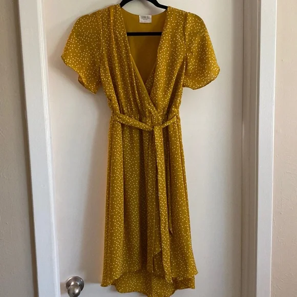 Dresses | Yellow And White Polka Dot Dress | Poshmark